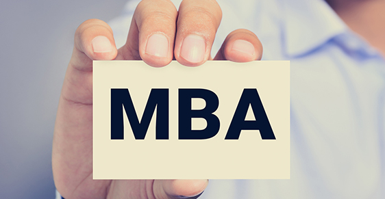 MBA letters (or Master of Business Administration) on the card h